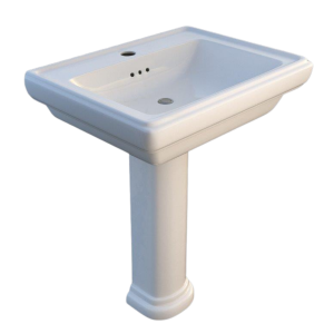 Topaz 58cm Square Wash Basin Full Pedestal
