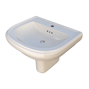 Topaz 65cm D Shape Wash Basin Semi Pedestal